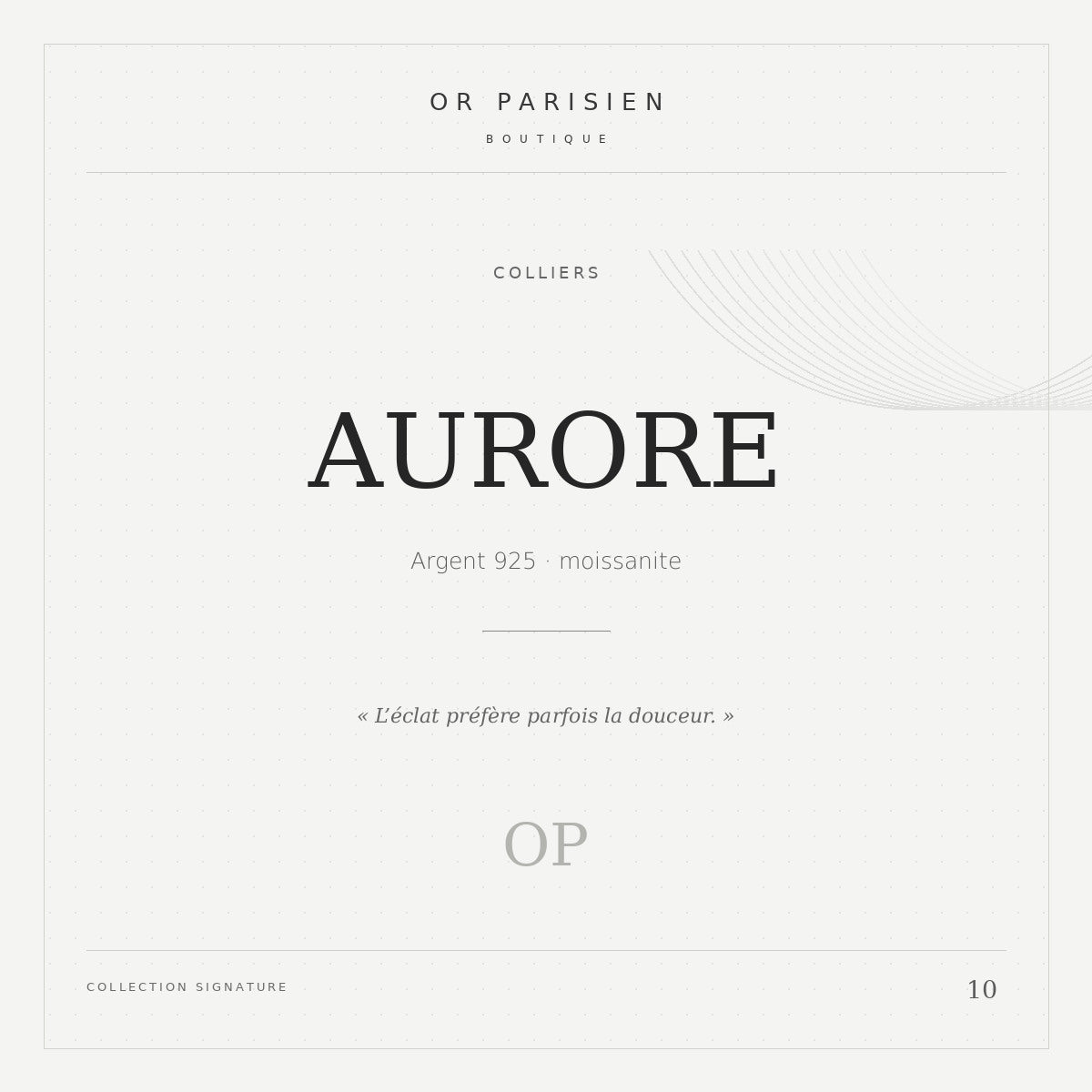 Aurore — 925 — couverture éditoriale Or Parisien