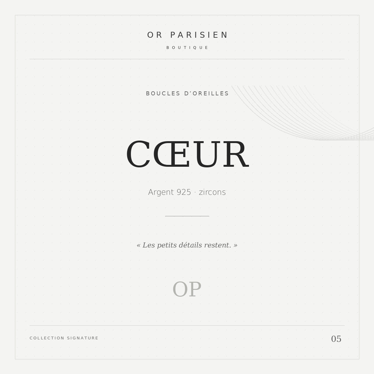 Cœur — 925 — couverture éditoriale Or Parisien