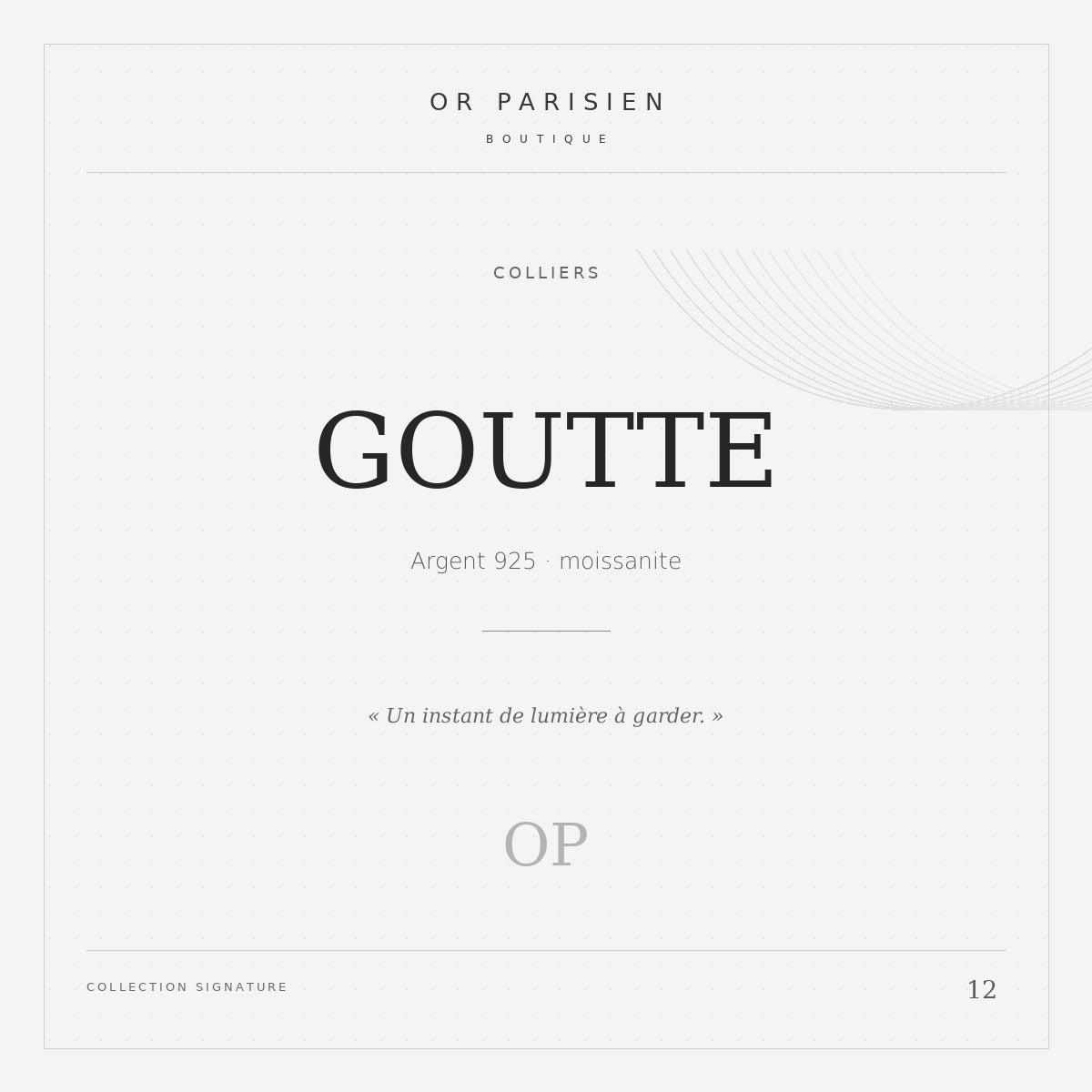Goutte — 925 — couverture éditoriale Or Parisien