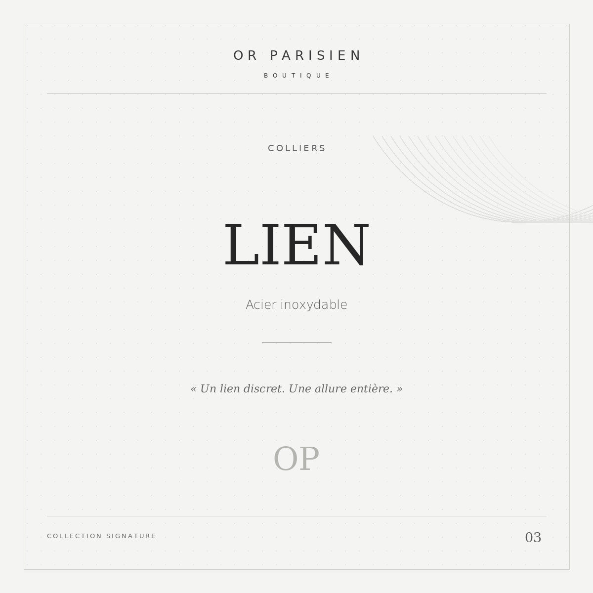 Lien — — couverture éditoriale Or Parisien