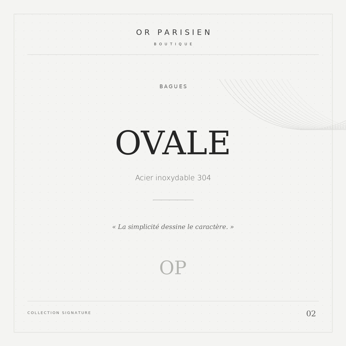 Ovale — 304 — couverture éditoriale Or Parisien